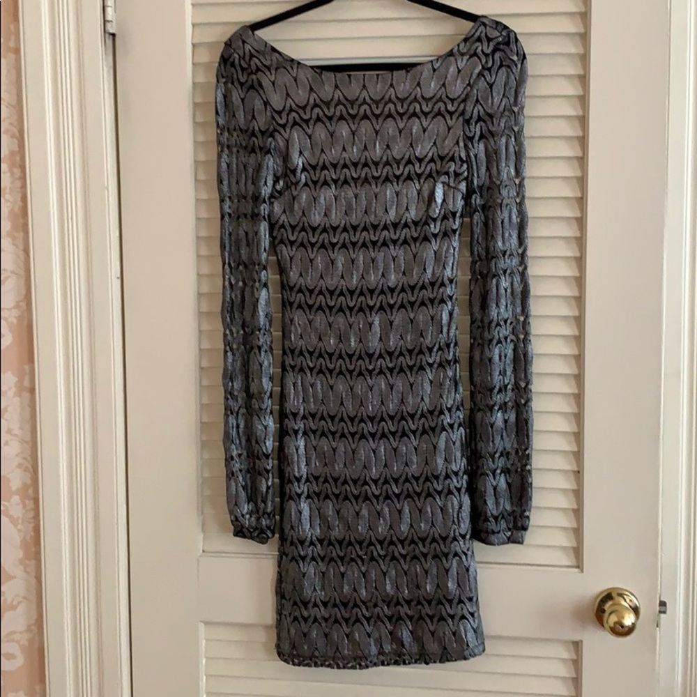 Black and Silver Lace Cocktail Dress.